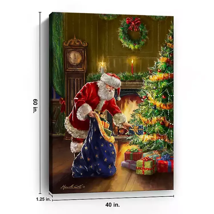 Clearance Santa and Presents with Tree Canvas Art Print Christmas Art & Wall Decor