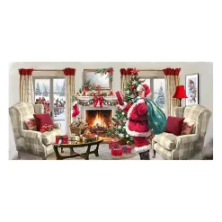 Online Santa at Home Panoramic Canvas Art Print Christmas Art & Wall Decor