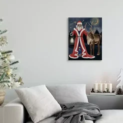 Hot Santa Claus Lantern Reindeer Canvas Art Print Christmas Art & Wall Decor