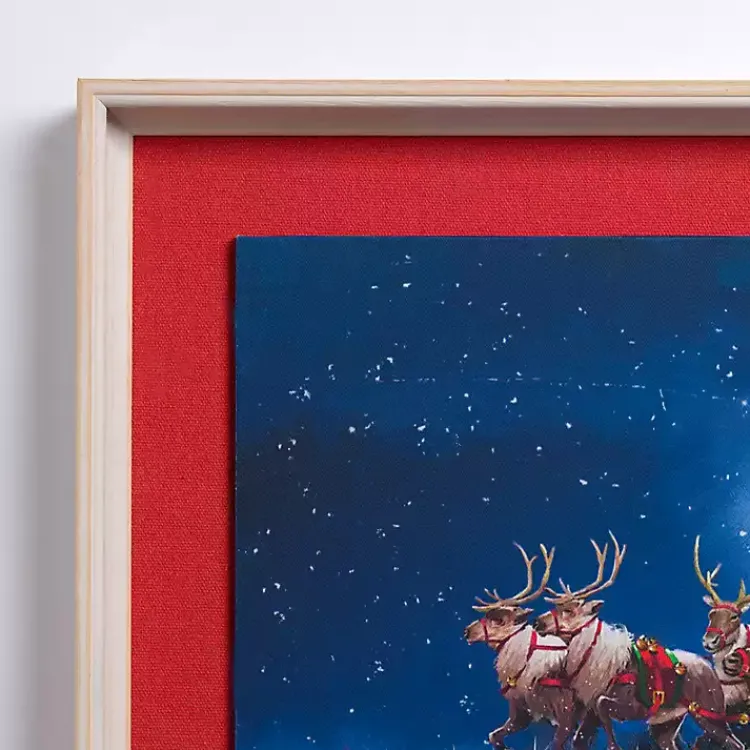 Clearance Santa Flying Over Pets Framed Art Print Christmas Art & Wall Decor