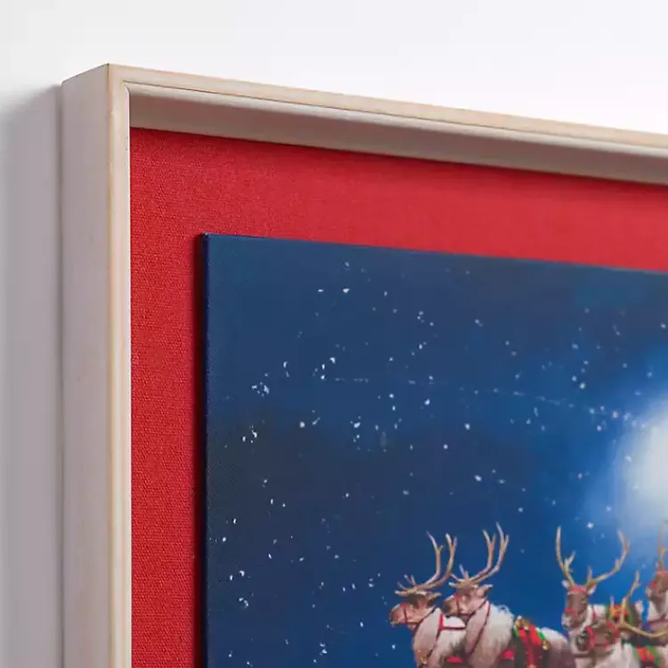 Clearance Santa Flying Over Pets Framed Art Print Christmas Art & Wall Decor