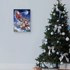 Sale Santa in Sleigh with Reindeers Wall Art Print Christmas Art & Wall Decor