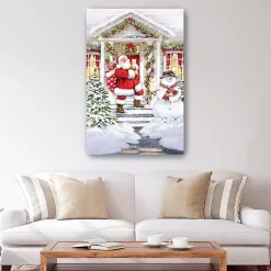 Best Santa on a Snowy Porch Canvas Art Print Christmas Art & Wall Decor
