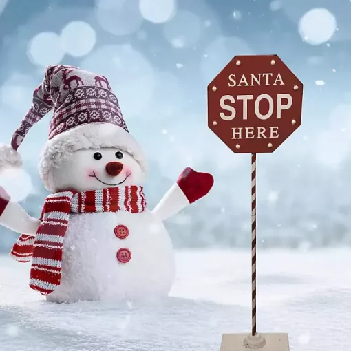 Discount Santa Stop Here Metal Outdoor Sign Outdoor Christmas Decorations