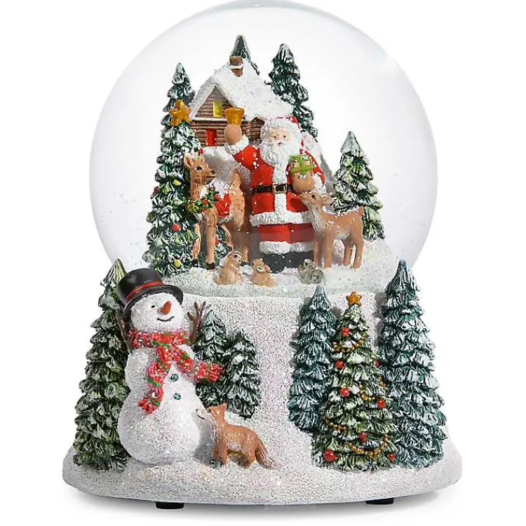Discount Santa with Animals Musical Christmas Dome Christmas Decorations