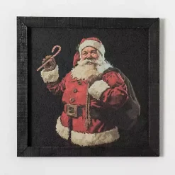 Clearance Santa with Candy Cane Framed Art Print Christmas Art & Wall Decor