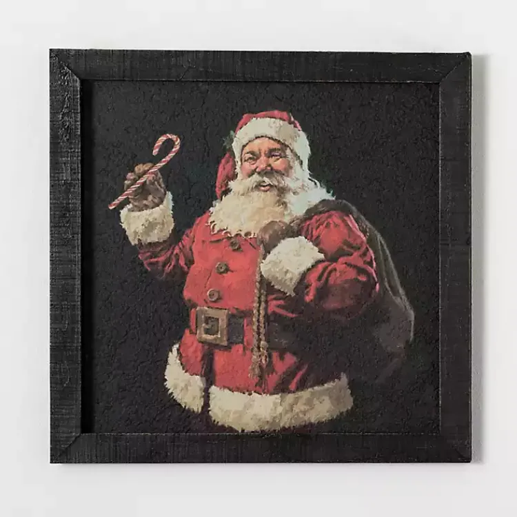 Clearance Santa with Candy Cane Framed Art Print Christmas Art & Wall Decor
