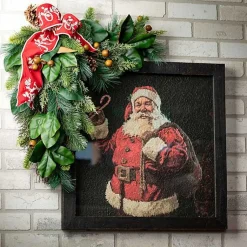 Clearance Santa with Candy Cane Framed Art Print Christmas Art & Wall Decor