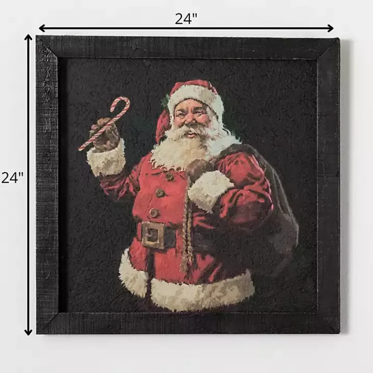 Clearance Santa with Candy Cane Framed Art Print Christmas Art & Wall Decor