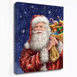 Discount Santa with His Sack Of Gifts Canvas Art Print Christmas Art & Wall Decor