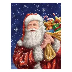 Discount Santa with His Sack Of Gifts Canvas Art Print Christmas Art & Wall Decor