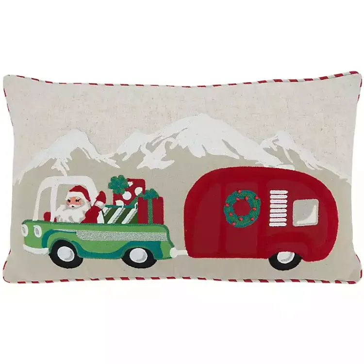 Hot Santa with Truck and Trailer Pillow Christmas Pillows