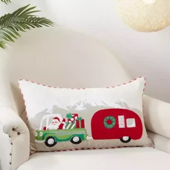 Hot Santa with Truck and Trailer Pillow Christmas Pillows