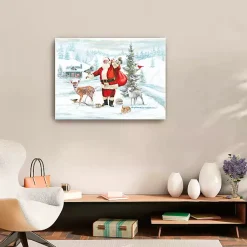 Hot Santa with Woodland Friends Canvas Art Print Christmas Art & Wall Decor