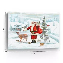 Hot Santa with Woodland Friends Canvas Art Print Christmas Art & Wall Decor
