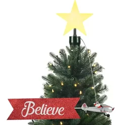 New Santa's Plane Animated Pre-Lit Tree Topper Christmas Tree Decorations