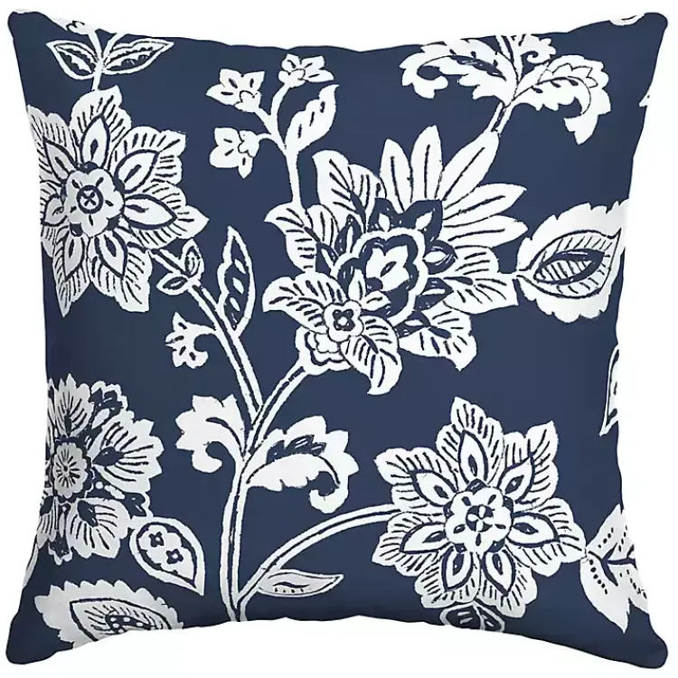 Kirklands Home Outdoor Cushions & Pillows|Sapphire Ashland Jacobean Outdoor Pillow