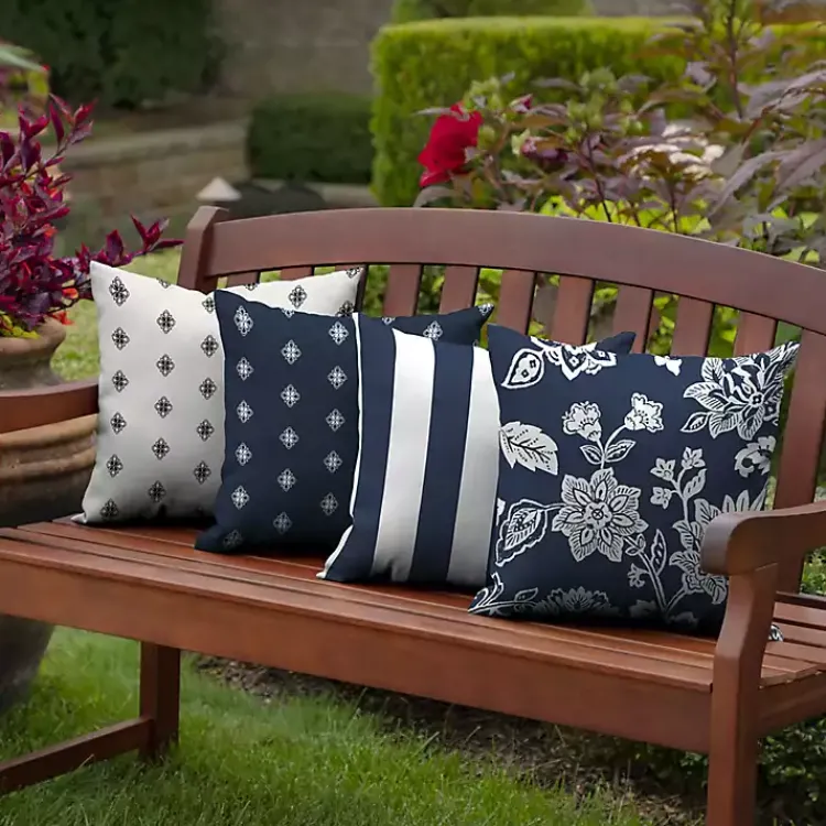 Kirklands Home Outdoor Cushions & Pillows|Sapphire Ashland Jacobean Outdoor Pillow