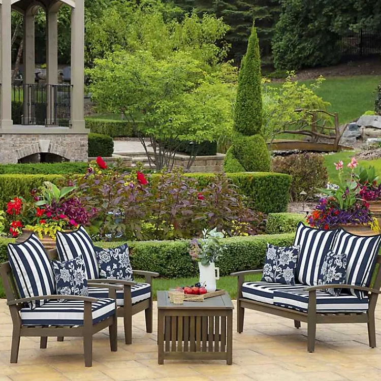 Kirklands Home Outdoor Cushions & Pillows|Sapphire Ashland Jacobean Outdoor Pillow