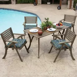 Kirklands Home Outdoor Cushions & Pillows|Sapphire Aurora Damask Luxe Outdoor Seat Cushion Blue