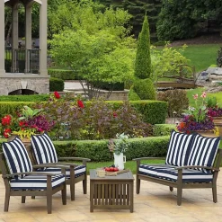 Kirklands Home Outdoor Cushions & Pillows|Sapphire Cabana 2-pc. Outdoor Deep Seat Cushion Blue