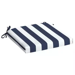 Kirklands Home Outdoor Cushions & Pillows|Sapphire Cabana Stripe Outdoor Seat Cushion Blue