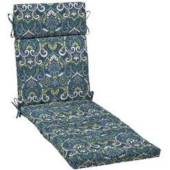 Kirklands Home Outdoor Cushions & Pillows|Sapphire Damask Outdoor Chaise Cushion