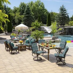 Kirklands Home Outdoor Cushions & Pillows|Sapphire Damask Outdoor Chaise Cushion