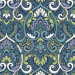 Kirklands Home Outdoor Cushions & Pillows|Sapphire Damask Outdoor Pillows, Set of 2