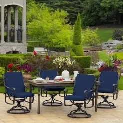 Kirklands Home Outdoor Cushions & Pillows|Sapphire Leala Luxe Outdoor Dining Chair Cushion Blue