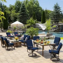 Kirklands Home Outdoor Cushions & Pillows|Sapphire Leala Texture Outdoor Chaise Cushion Blue