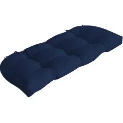 Kirklands Home Outdoor Cushions & Pillows|Sapphire Leala Texture Wicker Settee Cushion Blue