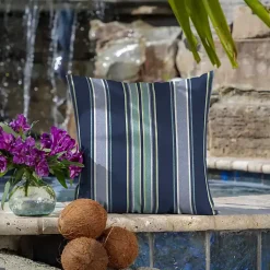 Kirklands Home Outdoor Cushions & Pillows|Sapphire Stripe Outdoor Pillows, Set of 2