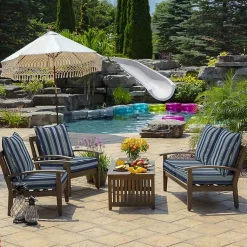 Kirklands Home Outdoor Cushions & Pillows|Sapphire Stripe 2-pc. Outdoor Deep Seat Cushion Blue