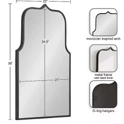 Kirklands Home Decorative Mirrors|Satin Arched Scallop Wall Mirror Black