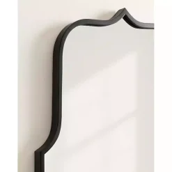 Kirklands Home Decorative Mirrors|Satin Arched Scallop Wall Mirror Black