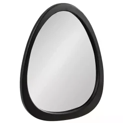 Kirklands Home Decorative Mirrors|Satin Black Asymmetrical Wall Mirror