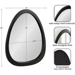 Kirklands Home Decorative Mirrors|Satin Black Asymmetrical Wall Mirror