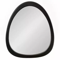Kirklands Home Decorative Mirrors|Satin Black Asymmetrical Wall Mirror