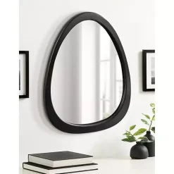 Kirklands Home Decorative Mirrors|Satin Black Asymmetrical Wall Mirror