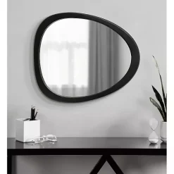 Kirklands Home Decorative Mirrors|Satin Black Asymmetrical Wall Mirror