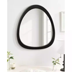 Kirklands Home Decorative Mirrors|Satin Black Asymmetrical Wall Mirror