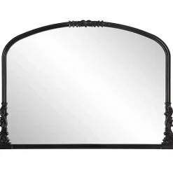 Kirklands Home Decorative Mirrors|Satin Baroque Arched Wall Mirror Black
