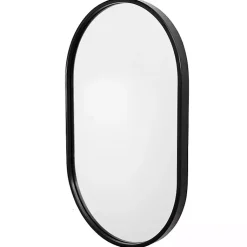 Kirklands Home Decorative Mirrors|Satin Iron Oval Framed Wall Mirror Black