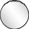 Kirklands Home Decorative Mirrors|Satin Black Ornate Round Wall Mirror