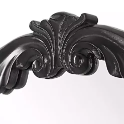 Kirklands Home Decorative Mirrors|Satin Black Ornate Round Wall Mirror