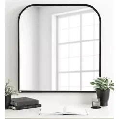 Kirklands Home Decorative Mirrors|Satin Wide Arch Wall Mirror Black