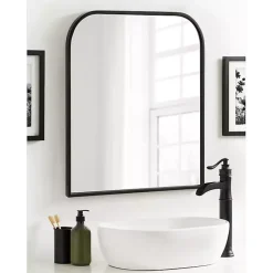Kirklands Home Decorative Mirrors|Satin Wide Arch Wall Mirror Black