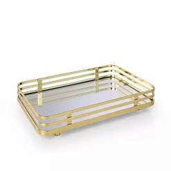 Kirklands Home Bathroom Accessories|Satin Mirrored Vanity Tray Gold