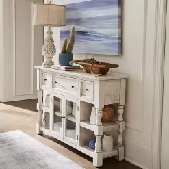 Kirklands Home Cabinets & Sideboards|Savannah Cream Distressed Cabinet Ivory